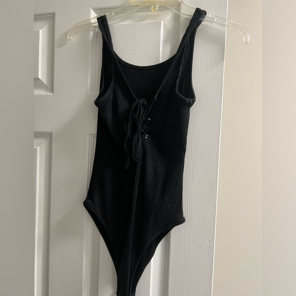 Black tie front bodysuit